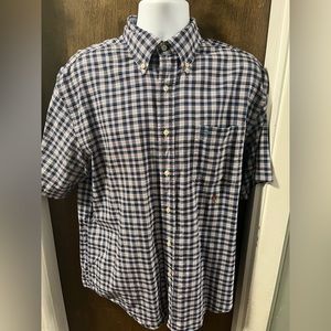 Men’s Tommy Hilfiger Blue And Red Plaid Short Sleeve Shirt Large